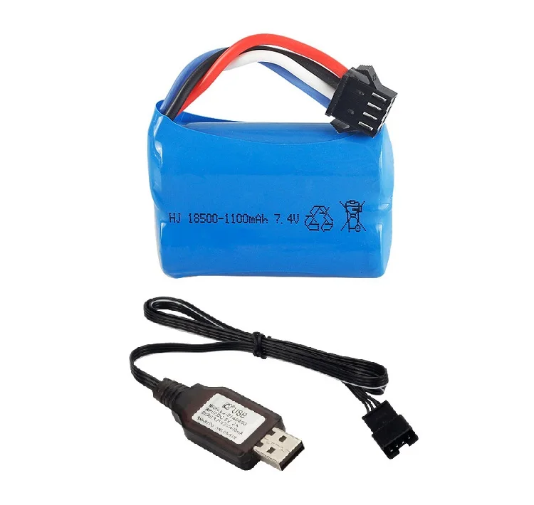 YUKALA Udi001 2.4 جرام RC سباق قارب ترقية بطارية 7.4 فولت 1100 مللي أمبير بطارية ليثيوم أيون/USB شاحن