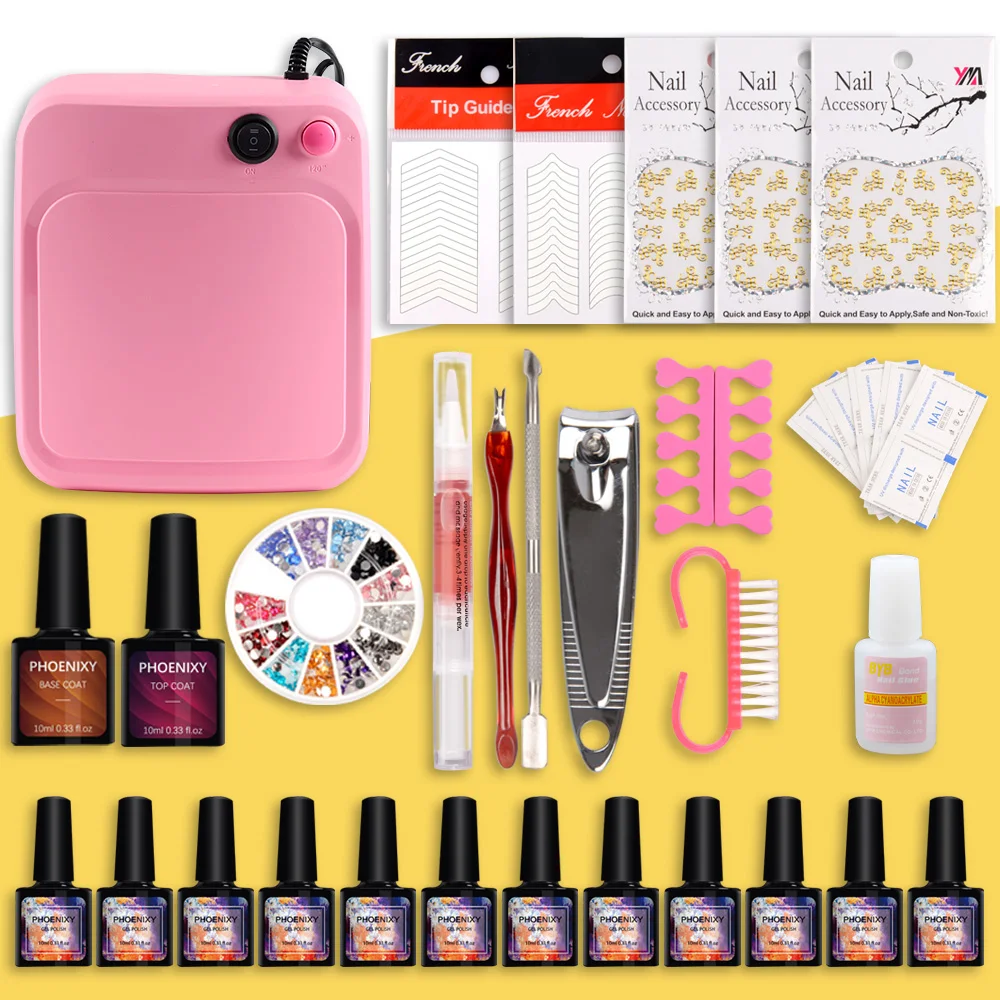 

Manicure Set Nail Gel Polish Set Lamp For Nail Gel Kit 36W UV Lamp 12Pc 10ml Soak Off Gel Varnish Polish Glue Tools For Manicure