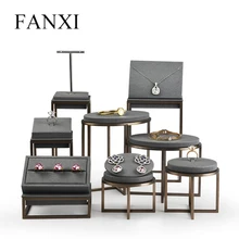 

fanxi 2018 new arrival gray metal display stand holder ring earrings pendant necklace mini desk display for jewellry display