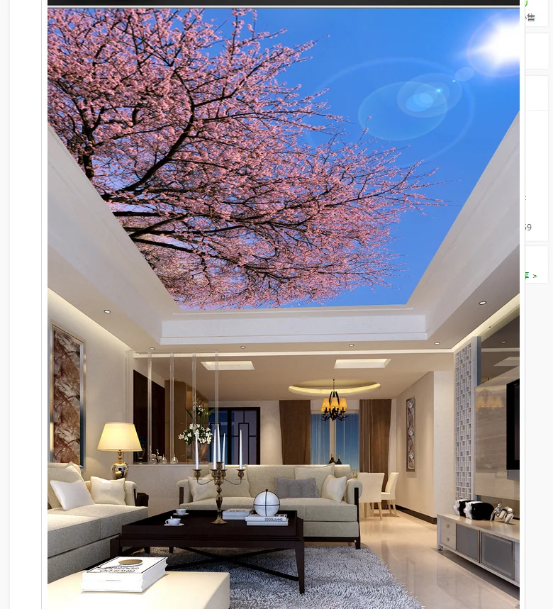 

ceiling wallpaper Flower blue sky sun roof Ceiling fresco 3d ceiling murals wallpaper Home Decoration