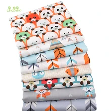 Chainho, 8 шт./лот, серия панды и лисы из мультфильма, саржевая хлопковая ткань с принтом, Лоскутная Ткань, сделай сам шитье и материал для стеганых изделий для ребенка и ребенка