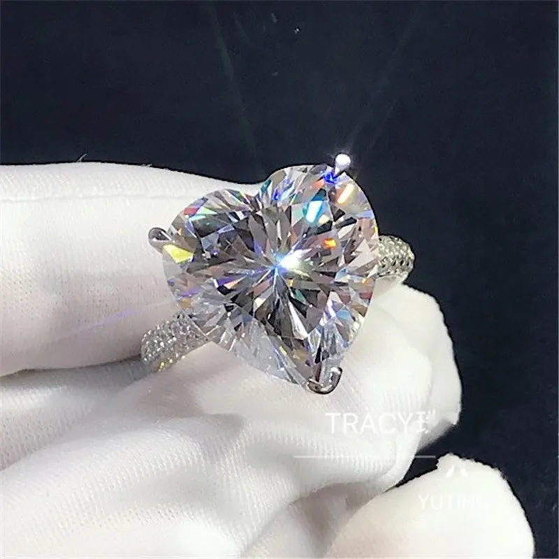 Choucong кольцо для влюбленных в сердце, 925 пробы, серебро, 4ct, AAAAA, Sona cz, обручальное кольцо, кольца для женщин, свадебные украшения