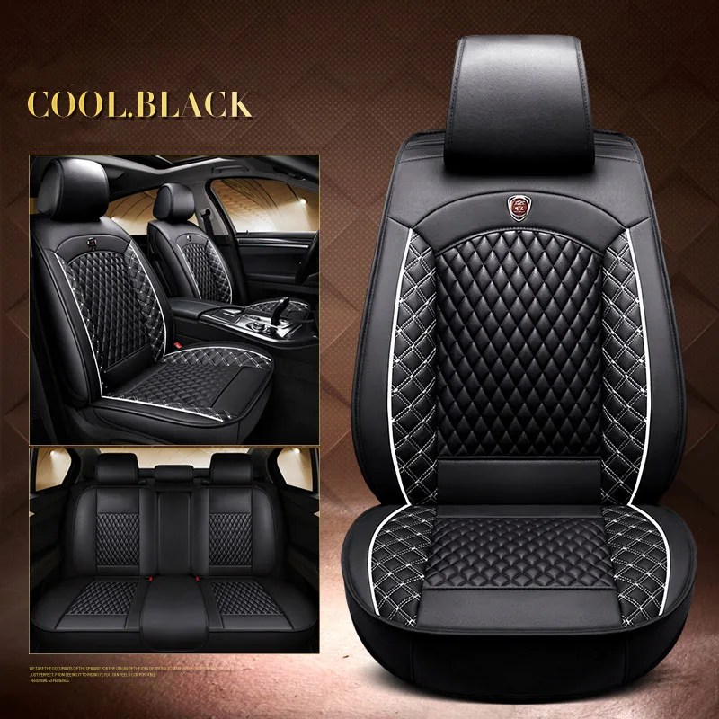 Новинка, роскошные интерьерные автомобильные чехлы из искусственной кожи для BMW 3 5 7 серии GT/X/F/E10 11 15 16 20 25 30, универсальные чехлы для сидений - Название цвета: BLACK