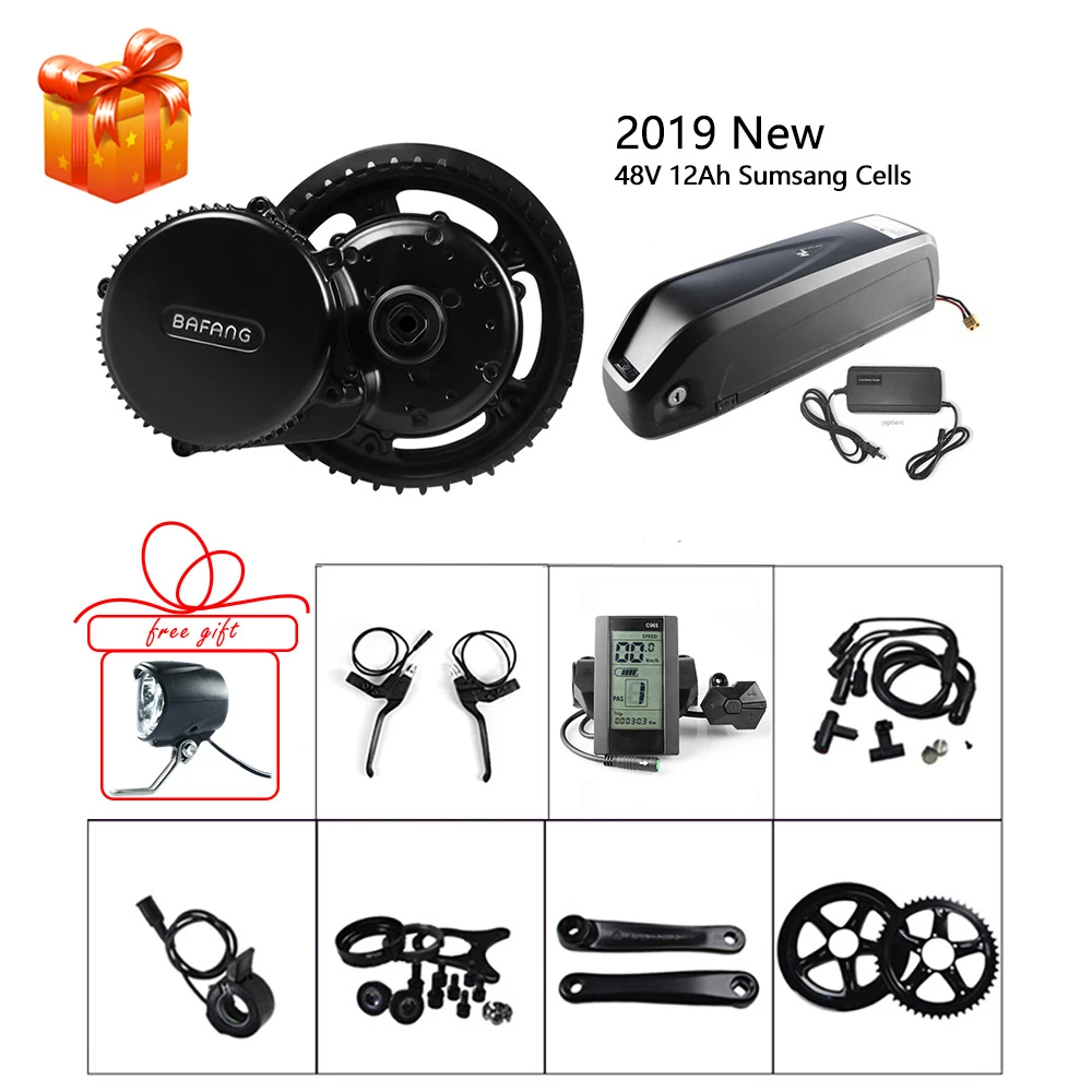 Ebike Bafang 48V 500W Mid Crank Motor Kits 48V 12Ah Battery E Bike DIY