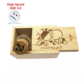 

High Speed USB 3.0 Wishing floating bottles pendrive 4G 8GB 16GB 32GB glass drift bottle cork usb flash drive Stick wedding gift