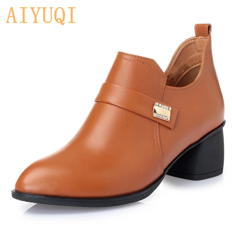

AIYUQI Shoes for women 2020 Spring new women shoes genuine leather natural Dress Pumps Fashion mid heel shoes women