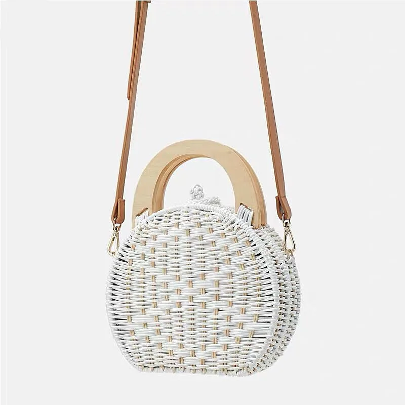 Round Straw Bags for women 2018 new Summer Rattan shoulder Handbags Circle white Handmade Woven Beach Bag ladies bags travel