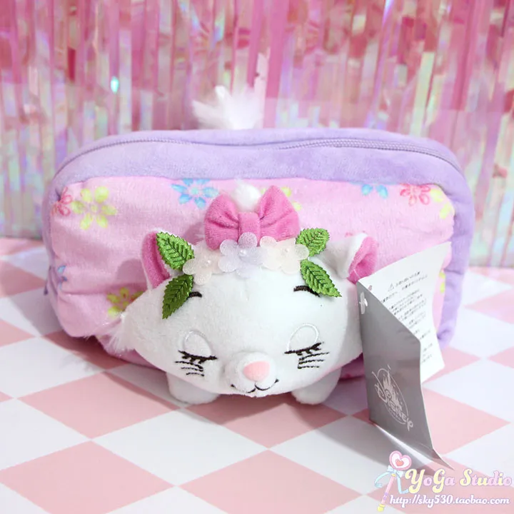 Kawaii/Плюшевые косметички Marie Cat Stitch для девочек, сумка для хранения, сумка для путешествий, косметичка для девочек, чехол-карандаш, сумка-Органайзер для женщин