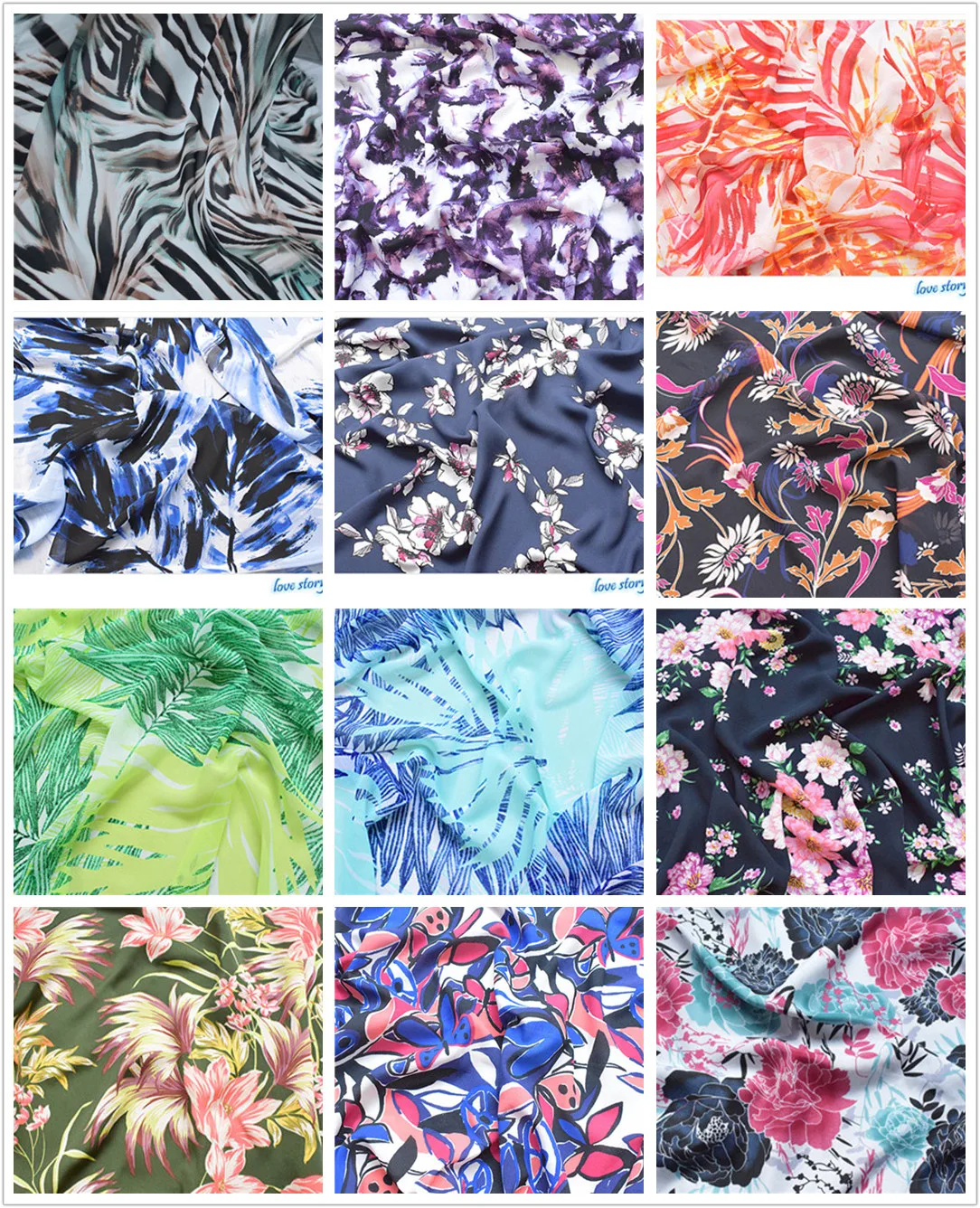 print silk chiffon fabric, soft chiffon thin fabric for dress, long