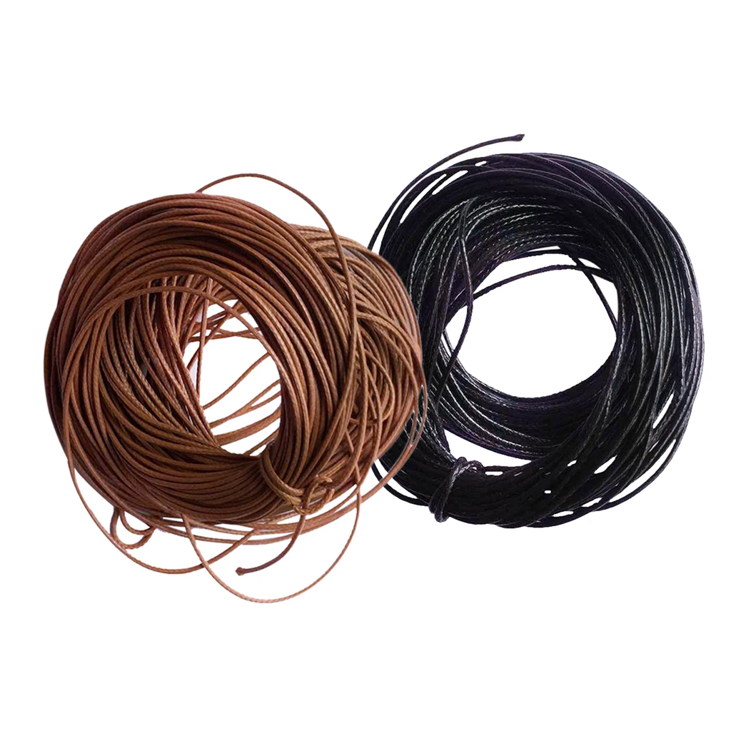 2 Pieces/set 10 Meters Waxed Nylon Cord String Jewelry Making Accessories for DIY Necklace Bracelet Beading 1mm Black Coffee