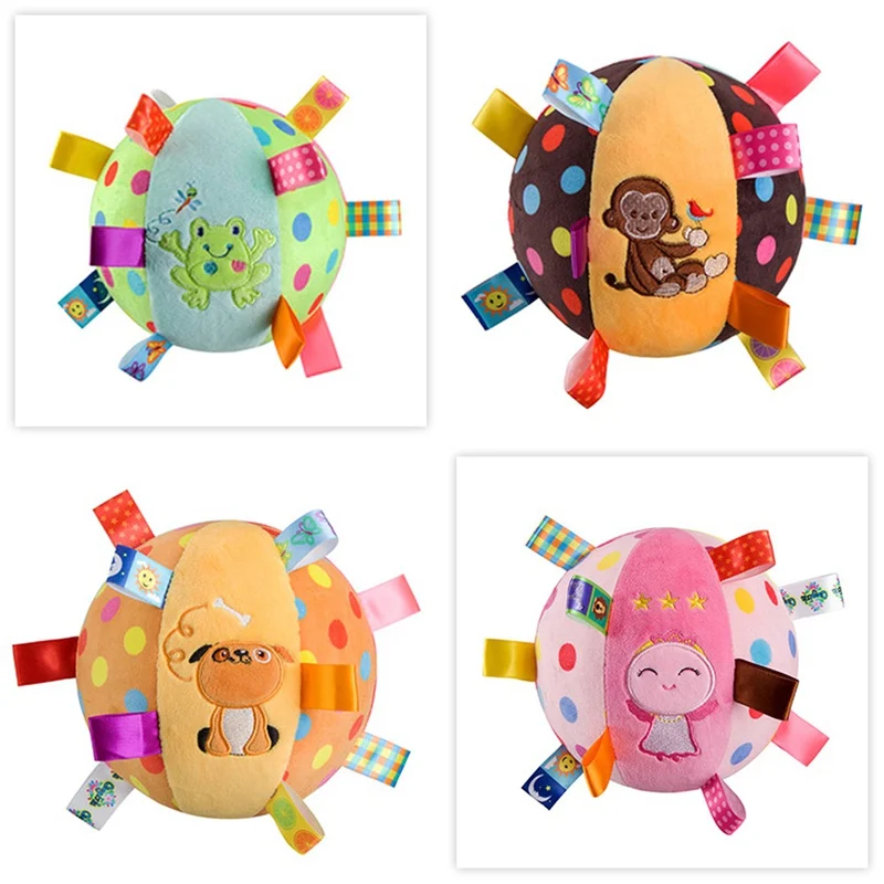 

Baby Plush Cotton Hand Grasp Ball Children's Ring Bell Ball Baby Cloth Music Sense Learning Toy Ball Educational
