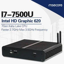 Безвентиляторный intel i7 7500u mini pc windows 10 настольный компьютер кну stick pcbarebone системы неттоп kabylake hd620 графика 300 м wi-fi