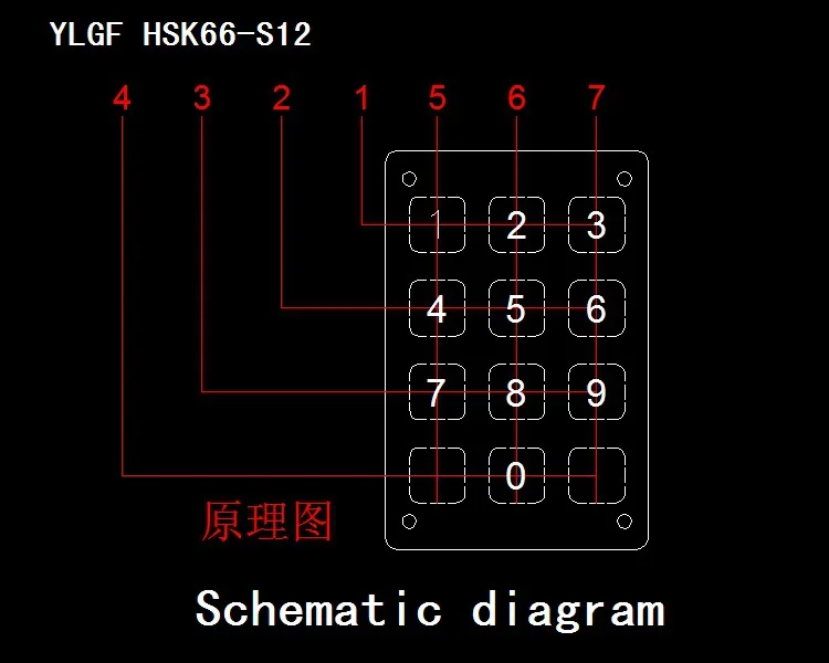 Клавиатура металла*# телефон ylgf HSK66-S12-PIN 7PIN сканирования линий(I/O) 12 ключ водонепроницаемый(IP65), пыли, против насилия