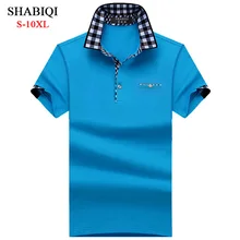 SHABIQI мужская рубашка-поло с коротким рукавом, однотонные рубашки Camisa Polo Masculina, повседневные хлопковые рубашки, большие размеры 6XL 7XL 8XL 10XL