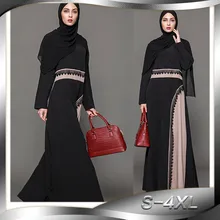 

Elegant adult Muslim Maxi Dress Trumpet Sleeve Abaya Long Robes Tunic Middle East Arab Turkish Islamic Clothing Plus Size Abaya