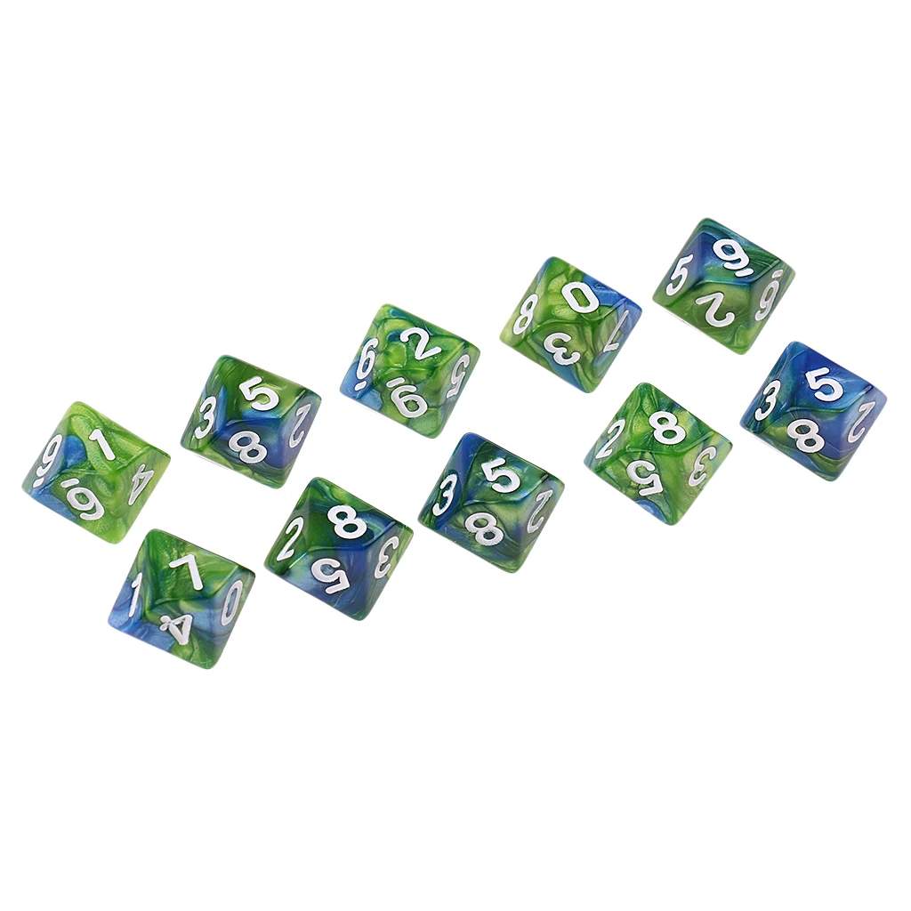 10pcs 10 Sided D10 Polyhedral Dice Double Color for DND RPG MTG Board Game Accessories