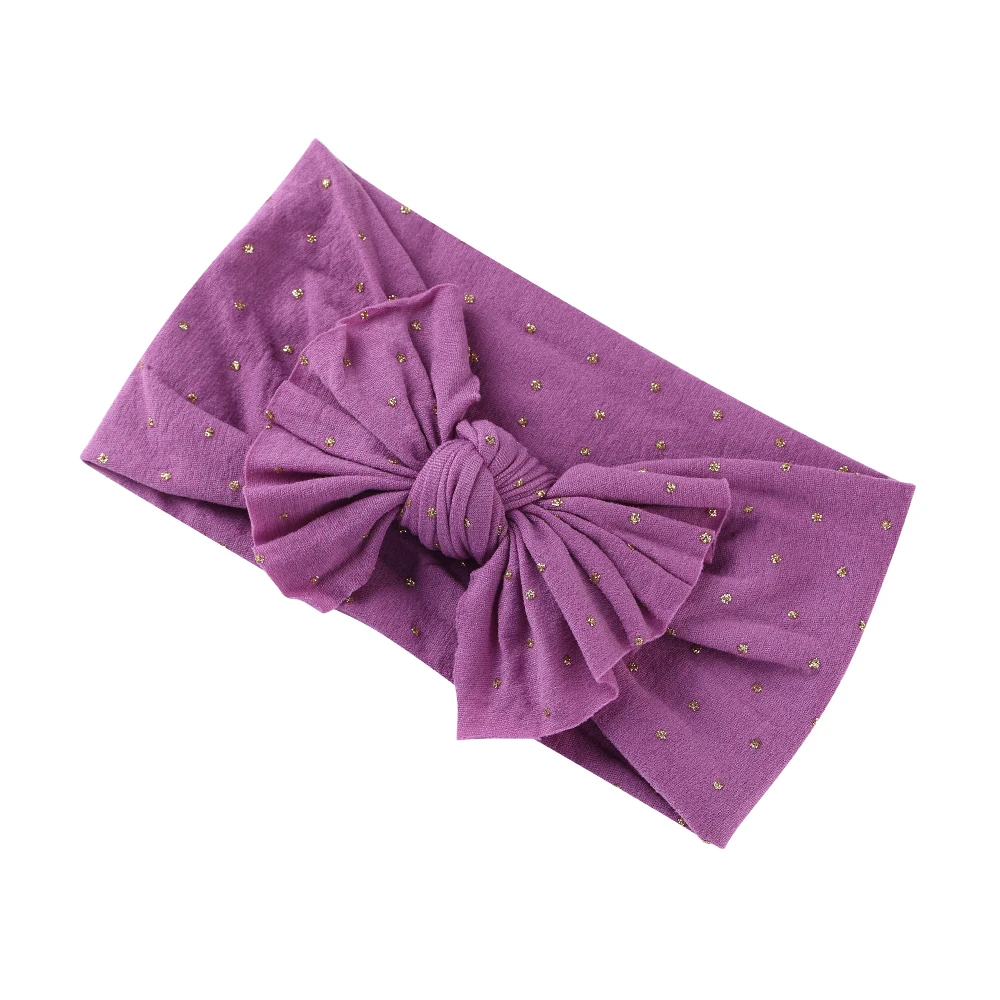 

1pcs Gold Dot Nylon Wide Headbands, Big Bow Girls Nylon Turban Head wraps, Cute Hair Accessories Headwear Hairbands