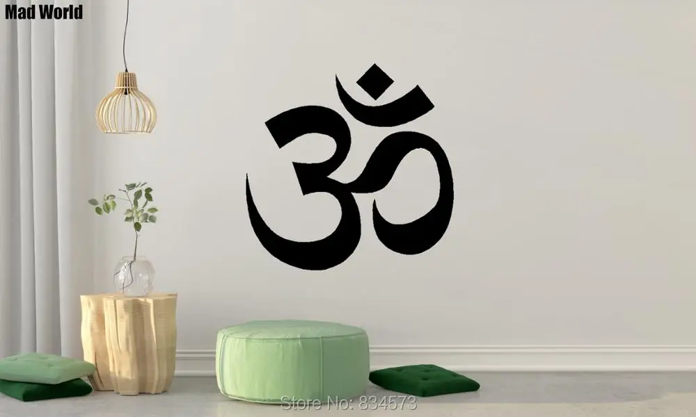 Mad World Flower Yoga Om Shanti Meditation Symbol Wall Art Stickers