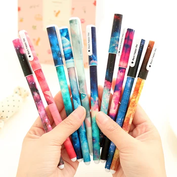 

6 pcs/set Cute pens 0.38mm ballpoint pens Starry star Foral gel pen Black ink refill Office accessories School supplies A6824