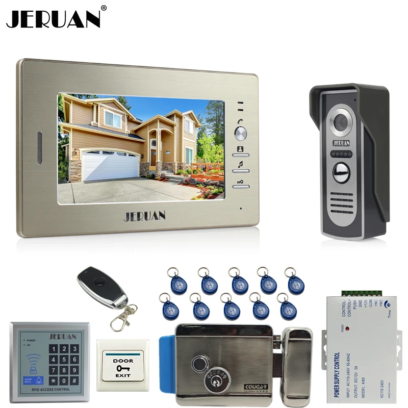 JERUAN 7 ''цветной видео телефон двери + 700TVL COMS камера система контроля доступа