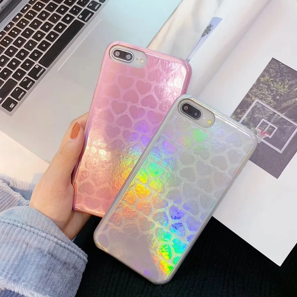HUANQING Luxury laser love cell phone case For X XR XS Max fashion For iPhone 6 6S 7 7Plus 8 8Plus dream Protective Cover case06