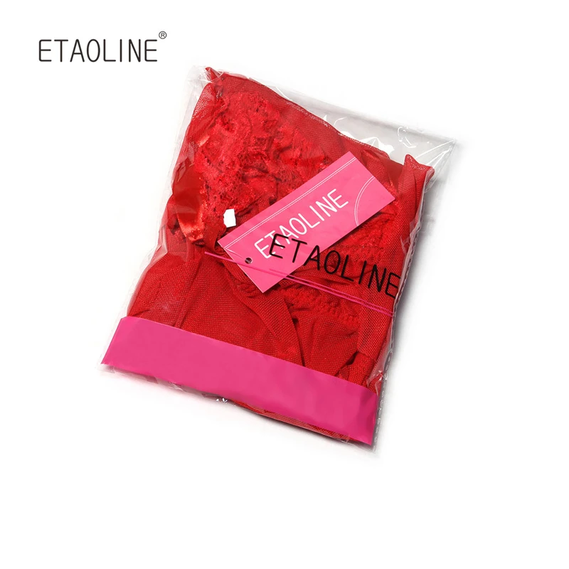 ETAOLINE 2018 женская красная кружевная сорочка и стринги Babydoll Sexy Nightwear Teddies Sleepwear Nightgown