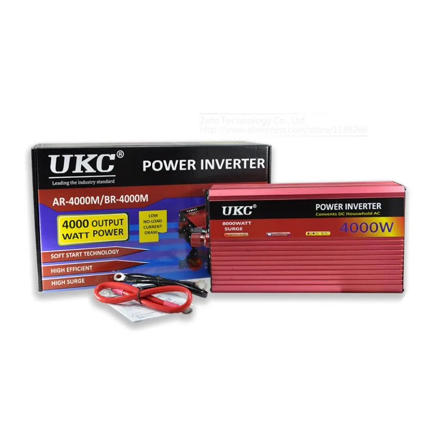 UKC 2000W 3000W 4000W Car Power Inverter Voltage Converter With Cigarette lighter DC 12V AC 220V Transformer USB Charger Adapter