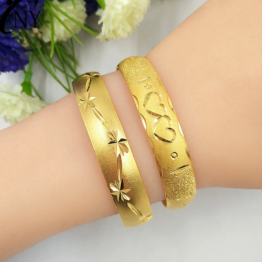 Новейшие Дубай золото Браслеты для Для женщин Gold Filled 10 мм широкий браслет в африканском стиле/Европейский/Эфиопии jewelry браслет Диаметр 60 мм