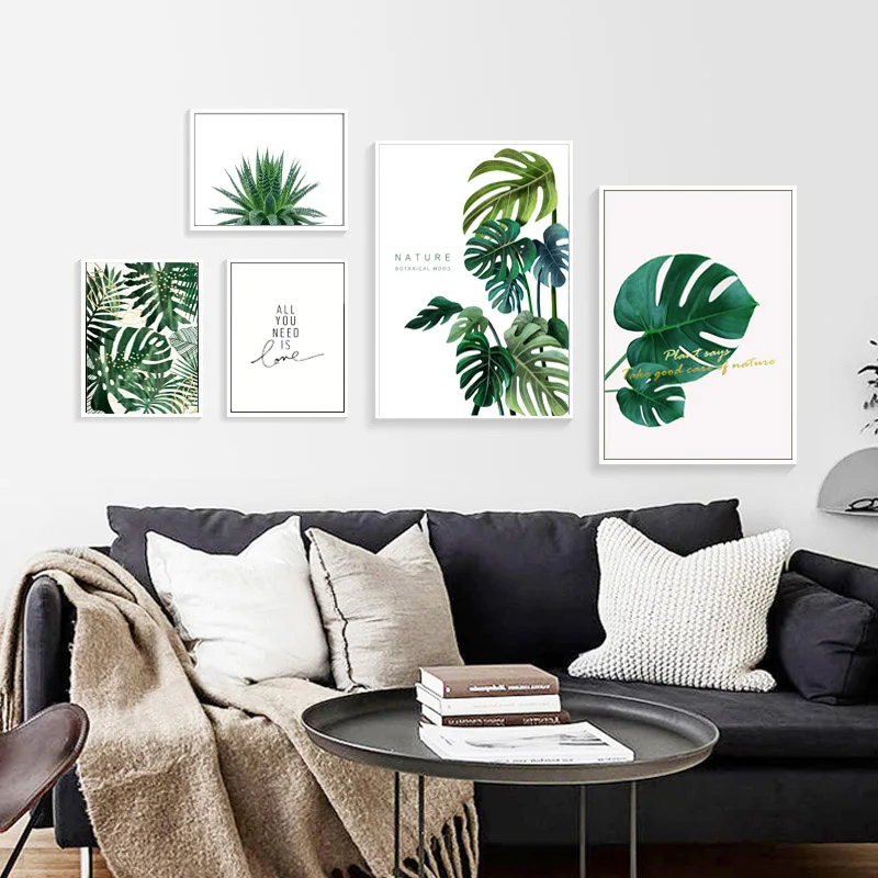 

Nordic Poster Plant Green Leaf Print Canvas Art Posters And Prints Quotes Wall Art Canvas Prints Decorative Pictures Unframed