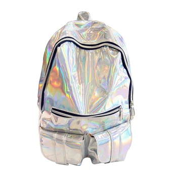 

BEAU HOLOGRAPHIC Gammaray Hologram backpack Women Backpack men's Bag leather Holographic Backpack