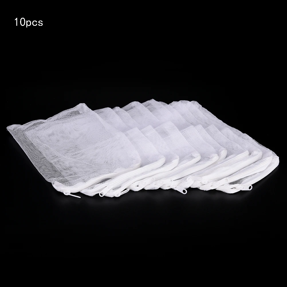 

White 10pcs Mesh Bag Aquarium Pond Filter Net Bag For Bio Ball Carbon Media Ammonia Aquariums Fish Tank Isolation Bags