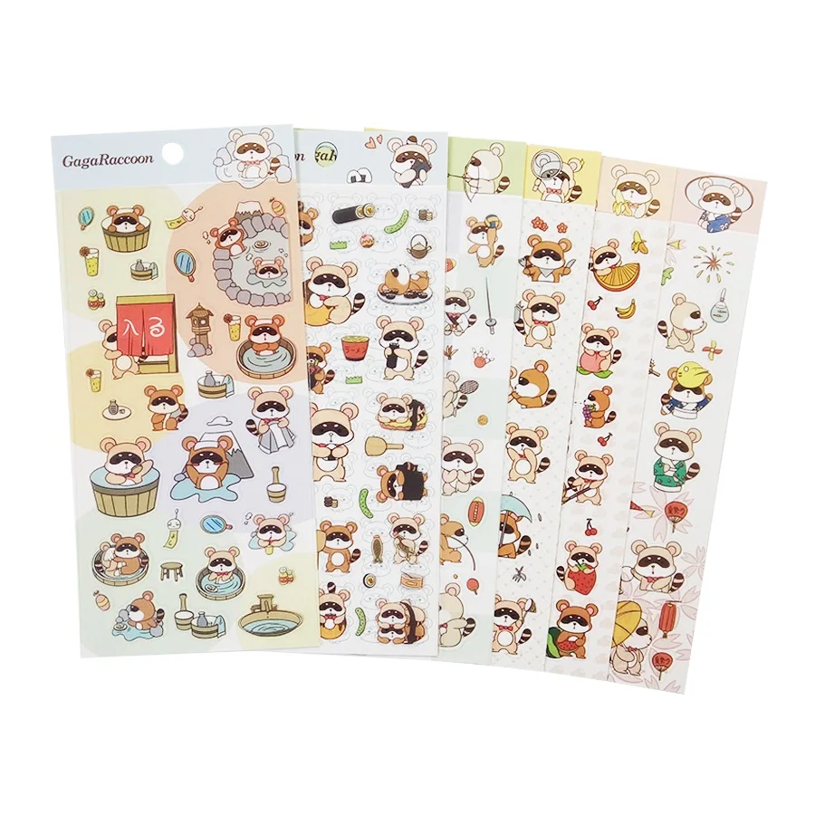

1 Pcs/lot DIY Cute Cartoon Raccon Stickers Kawaii PVC Children Stickers Lovely Bear Sticker For Diary Decoration
