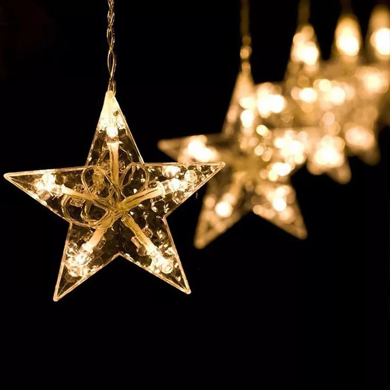 2 5m 138 Led Moon Star Fairy Lights Christmas Star String Light Garland Led Curtain For Wedding Home Party Birthday Decoration Led String Aliexpress