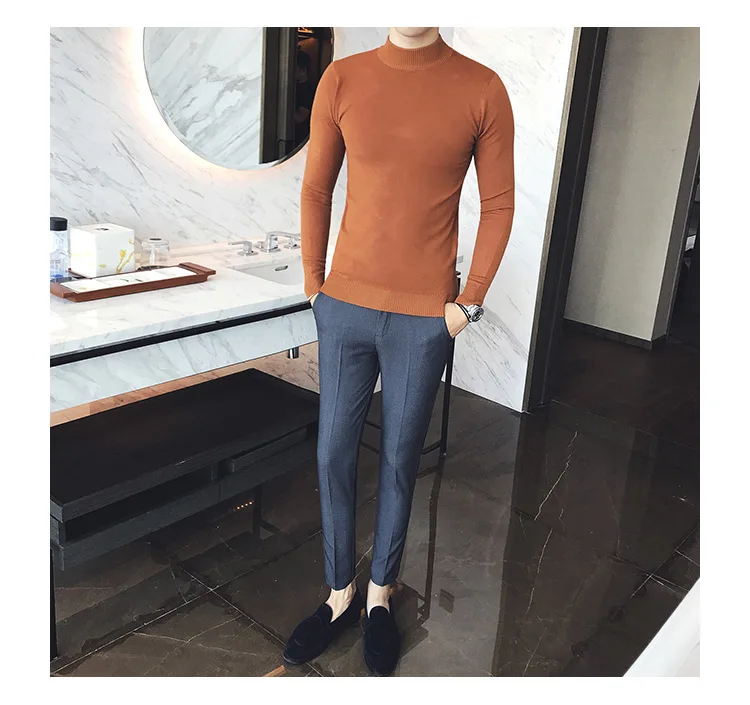 MRMT 2018 Бренд Осень Новый вязание мужской свитер пуловер для мужчин половина высокий воротник
