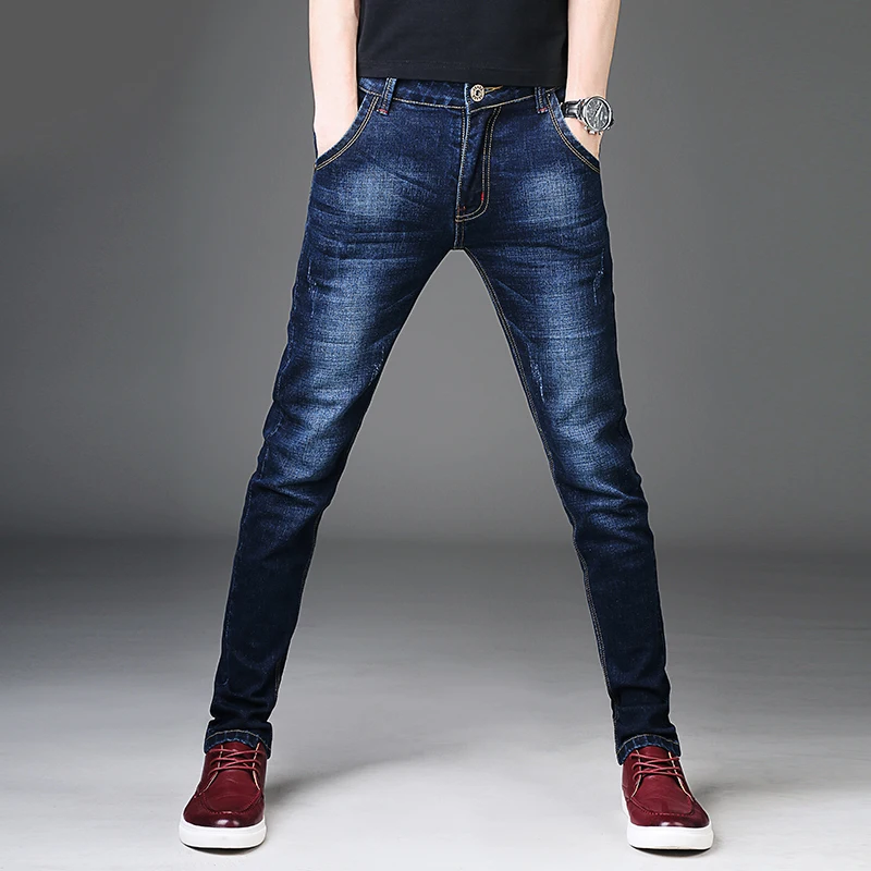 New 2018 Men Jeans Pants Korean Style Blue Mens Skinny