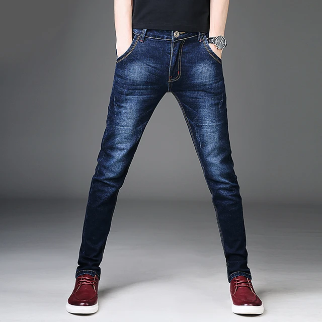 Nieuwe 2017 Mannen Jeans Broek Koreaanse Stijl Blauw Heren