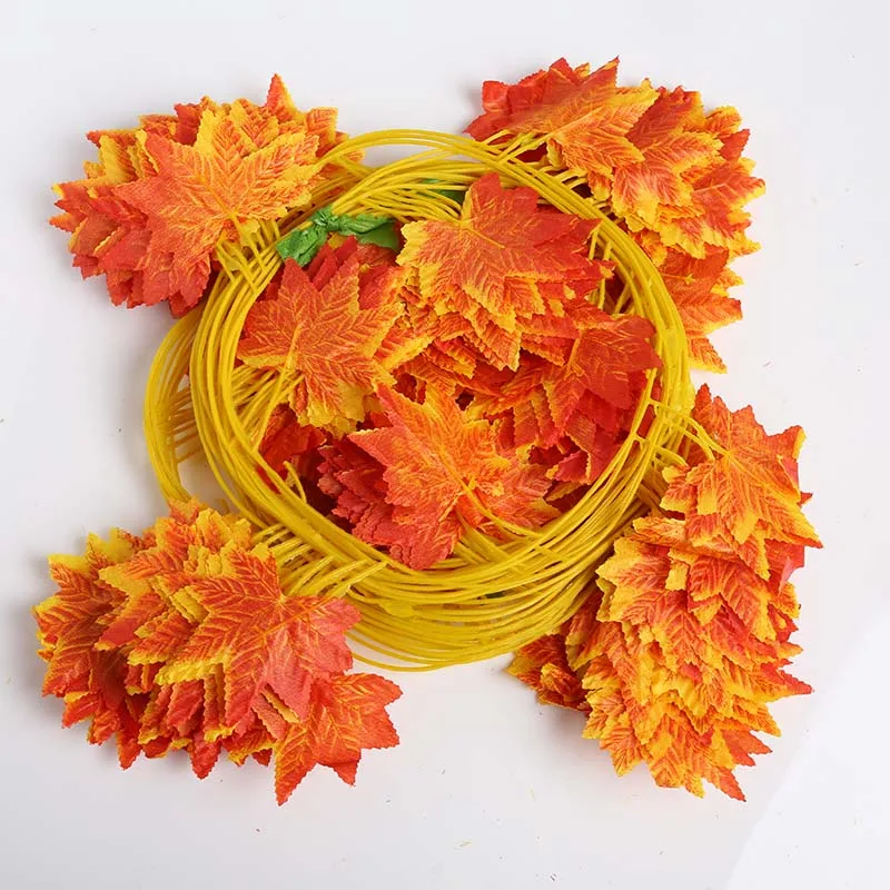 

Artificial Maple Leaf Garland Silk Fall Leaves Vine Bedroom Wall Party Decor Beauty Craft High Quality Drop shipping