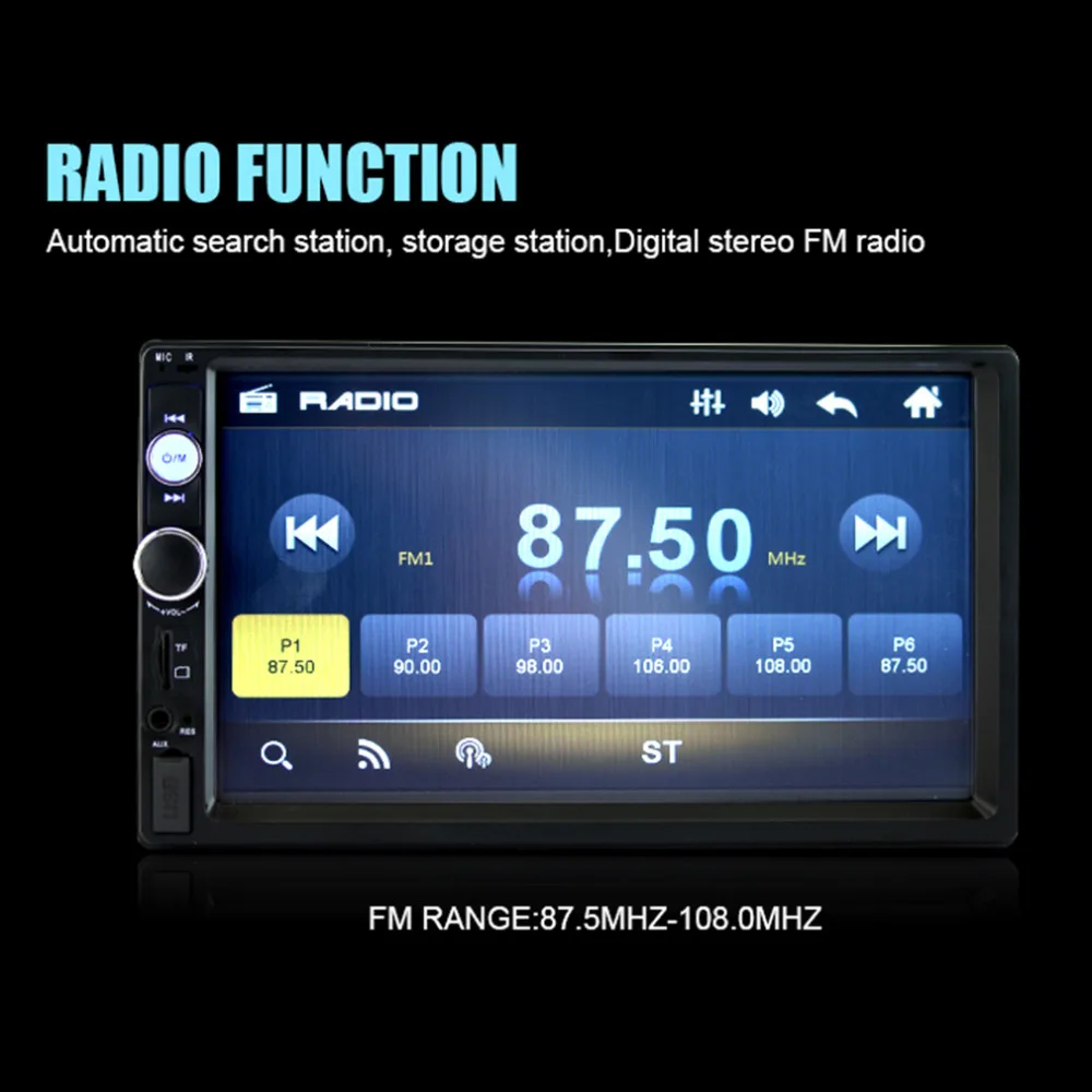 

Auto Double 2 DIN Car Bluetooth Audio 7in HD Radio In Dash Touch Screen Stereo MP3 MP5 Player 7010B USB Steering Wheel Control