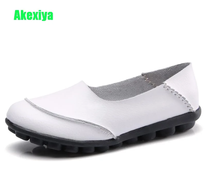 

Akexiya Top Fashion Women's Flat Shoes Genuine Leather Woman Shoes Flats Casual Loafers Soft Slip On Moccasins Lady Driving Shoe