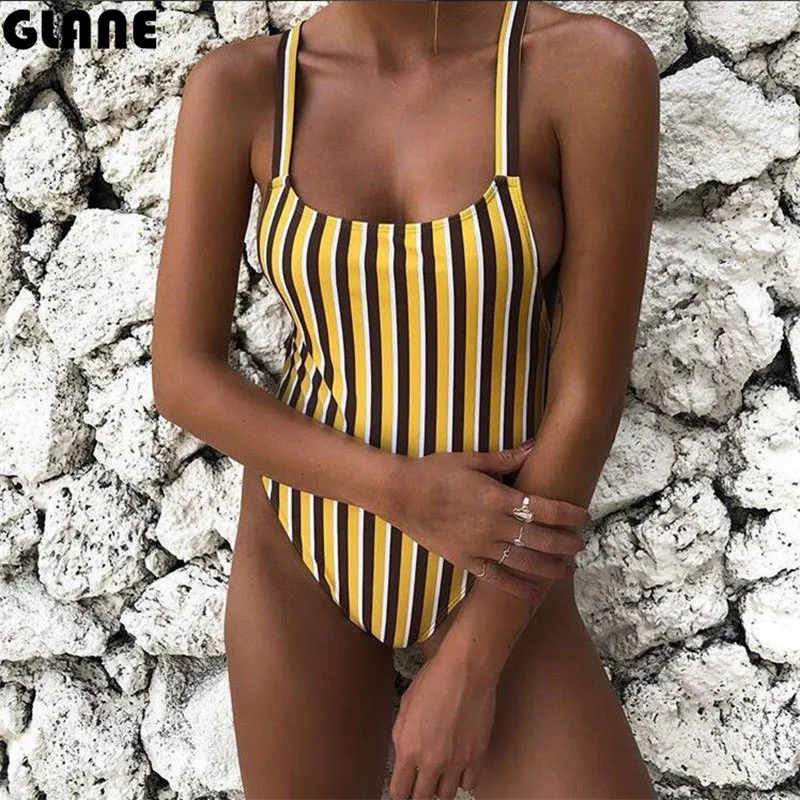 Одна деталь Плавание костюм Для женщин ванный комплект с пуш-ап Купальники для малышек Наборы для ухода за кожей полосатый комбинезон с летние пляжные ванный комплект Плавание Монокини
