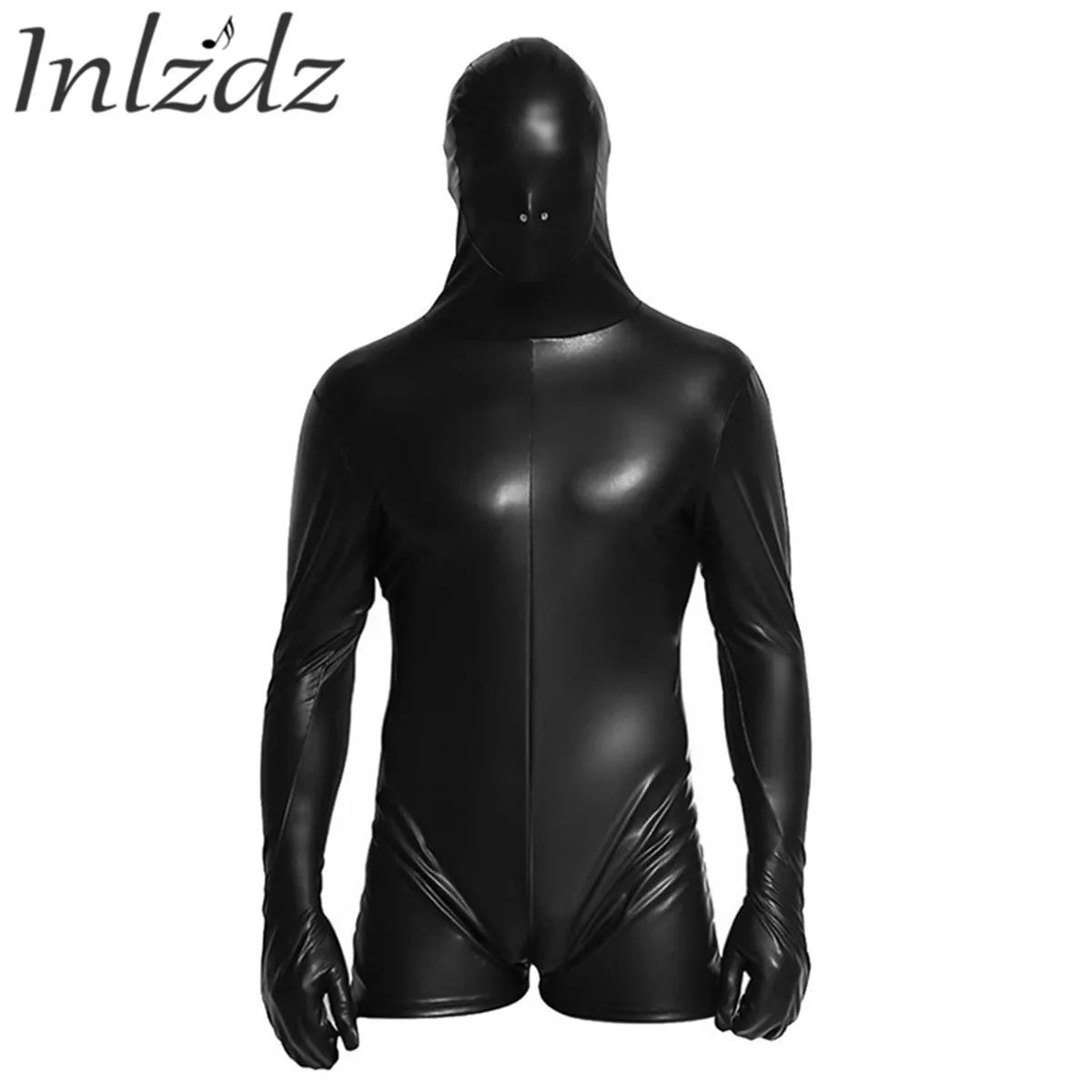 

Men latex catsuit Bodysuit Hot Sale Sexy Full Cover Dancewear Nose Holes Short Unitard Bodysuit Latex Catsuit Teddy Bodysuit