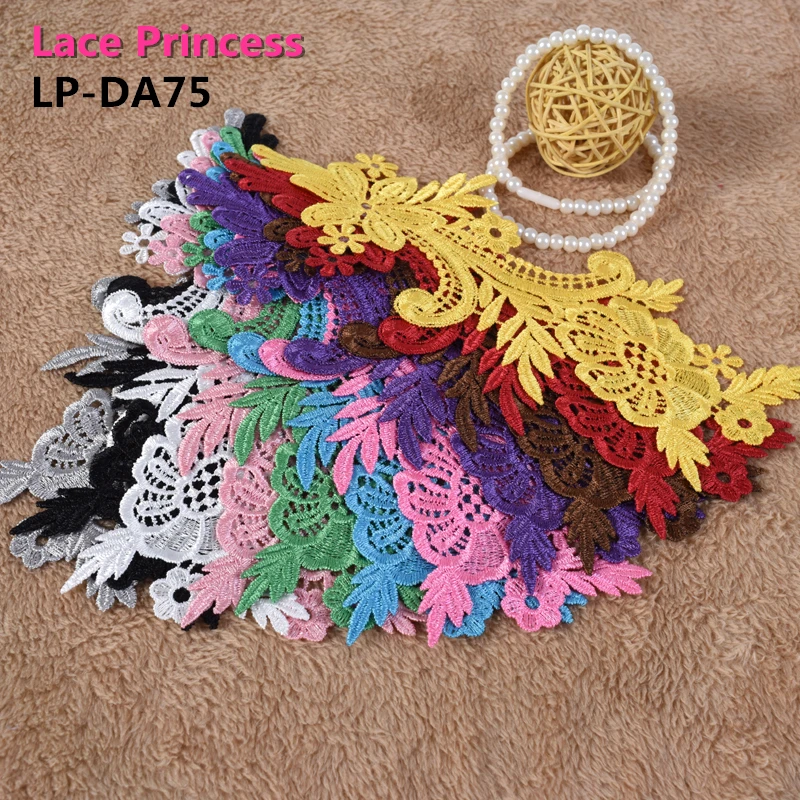 10 PCS LP-DA75 Vyšívané barevné květy nášivky krajky nášivka límec svatební šaty formální oblečení doplňky textilie patch