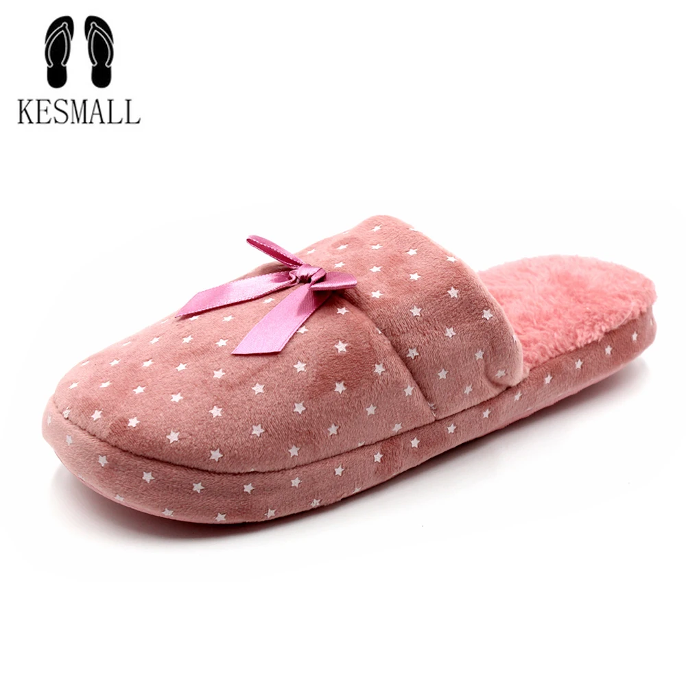 

Candy color Warm Home Slippers Women Bedroom Winter Slippers Cartoon Bowtie Indoor Slippers Cotton Shoes drop shipping WS319