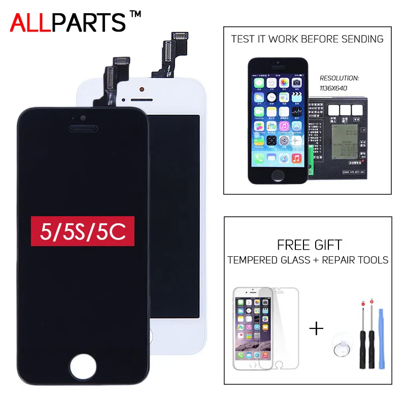 

AAA Quality Black White Full Display For Apple iPhone 5 5C 5S LCD Touch Screen Digitizer with Frame Replacement Parts Assembly