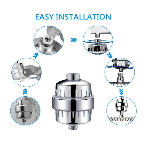 Универсальный фильтр для душа с высоким выходом для душевой головки ручной и верхний душ со сменным многоступенчатым фильтрующим картриджем