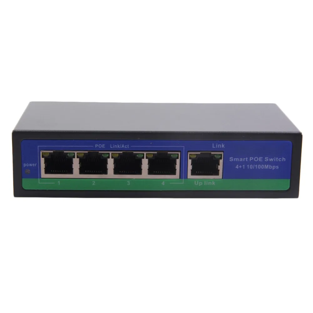 

Universal 5 Ports High Power POE Switch 0410P Ethernet 10/100M Standard POE Switch For IP Camera Black 4 Plug Type