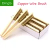 1pcs Wood Handle Brass Wire Copper Brush for Industrial Devices Surface/Inner Polishing Grinding Cleaning 6x16 Row Hand Tool ► Photo 1/5
