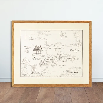

Little Bear Winnie Map Poster Nursery Wall Art Canvas Painting Cartoon Animation Print Baby Kids Room Wall Picture Decor