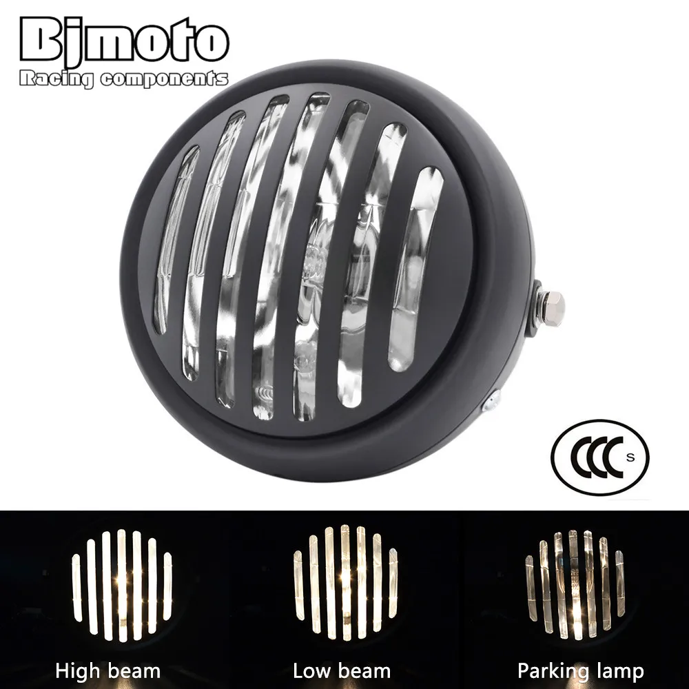 Bjmoto светодиодный 6 1/2 &quotмотоцикл ретро гриль Hi/Lo налобный фонарь для Kawasaki Harley Honda
