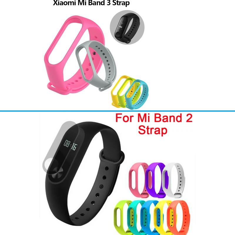 Mi Band 3 ремешок для xiaomi mi 2 band браслет силиконовый Замена цветной band3